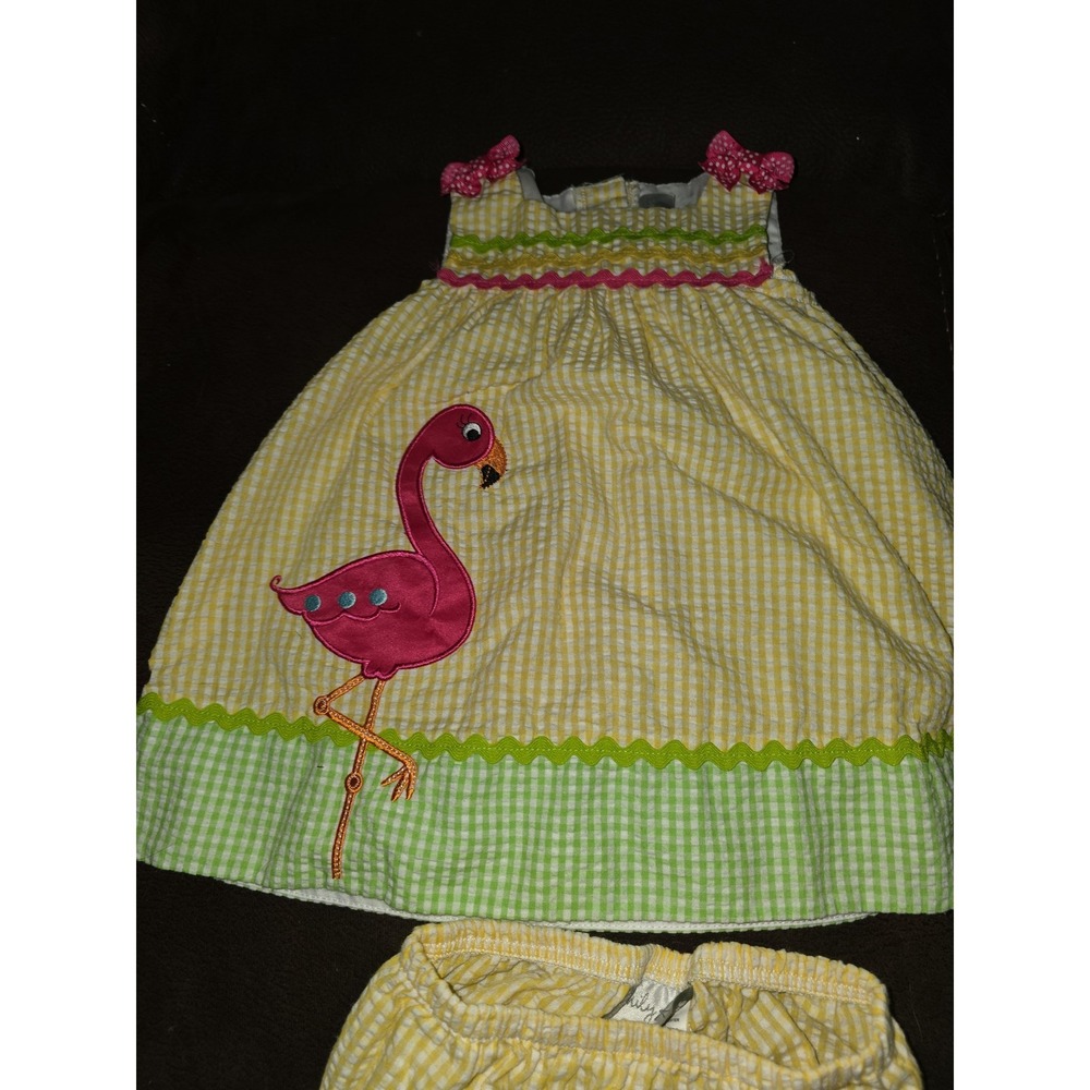 Emily rose yellow flamingo summer dress size 12 months - Picture 2 of 4